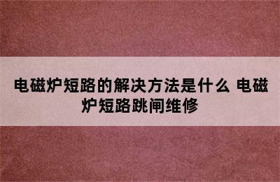 电磁炉短路的解决方法是什么 电磁炉短路跳闸维修